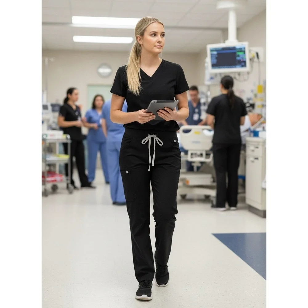 FIGS UNISEX Black Technical Scrub Pants Style M/P Medical Healthcare Scrubs